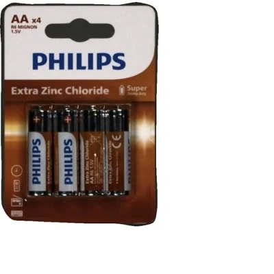 Abbildung von Philips AA Batterien 4 Stück R6L4B10 Zinkchlorid Technologie 3 Jahre Haltbarkeitsdauer