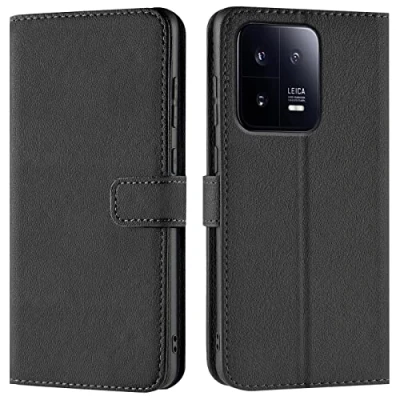 Abbildung von Verco Handyhülle für Xiaomi 13 Hülle, Bookcase Tasche Flipcover 5G Case [Kartenfächer/Aufstellfunktion], Schwarz