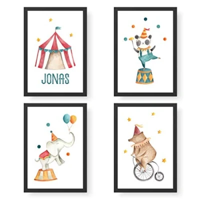 Abbildung von Papierdrachen 4 Premium Poster DIN A4 Personalisierte Wandbilder für Kinderzimmer Zirkus hochwertige individualisierbare Kunstdrucke Dekoration Wandbild mit Namen