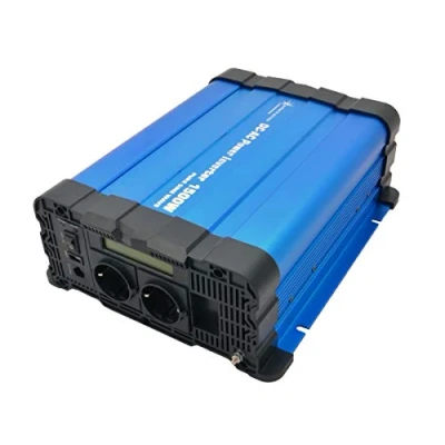 Abbildung von SOLARTRONICS Spannungswandler FS1500D 24v 1500 Watt mit Display Wechselrichter auf 230v Reiner Sinus LiFePO4/Lithium, Blei , Gel oder AGM Batterie kompatibel USB Fernbedienung optional