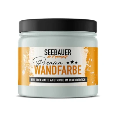 Abbildung von SEEBAUER diy Wandfarbe Türkis 300ML für Innen (No. 783 Tourqoise Dream) Edelmatte Innenfarbe Blau Grün Grüntöne sehr hohe Deckkraft Matt, Abwaschbar und Tropffrei