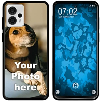 Abbildung von PhoneNatic personalisierte Handyhülle für Moto G13 Custom Case in Schwarz zum selbst gestalten mit eigenem Foto Bild Text individuell