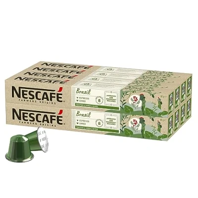 Abbildung von NESCAFÉ Farmers Origins Brazil Lungo 8 x 10 Kaffeekapseln für Nespresso Maschinen.