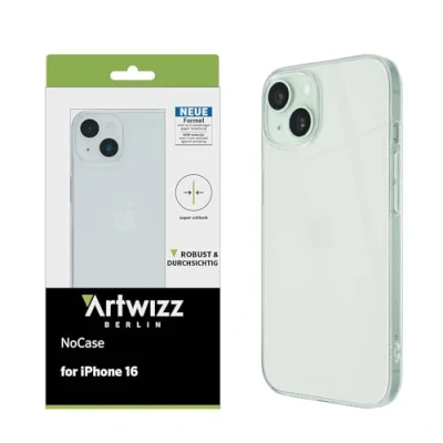 Abbildung von Artwizz NoCase Handyhülle kompatibel mit iPhone 16 Ultra Dünne, Elastische TPU Schutzhülle, Transparent