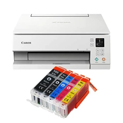 Abbildung von IC Office TS6351a Farbtintenstrahl Multifunktionsgerät All in One 3 1 (Drucker, Scanner, Kopierer, USB, WLAN, Apple AirPrint) Weiß + 5 XXL Tintenpatronen