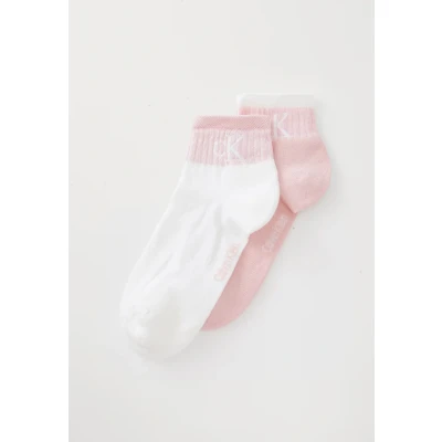 Abbildung von Calvin Klein 2P Glossy Rib Quarter Socks Weiß/Rosa Gr 39/42 Damen