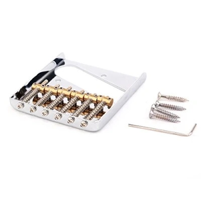 Abbildung von Musiclily 54mm Telecaster Steg mit 6 Saitenreiter für Tele Style Gitarre, Chrom