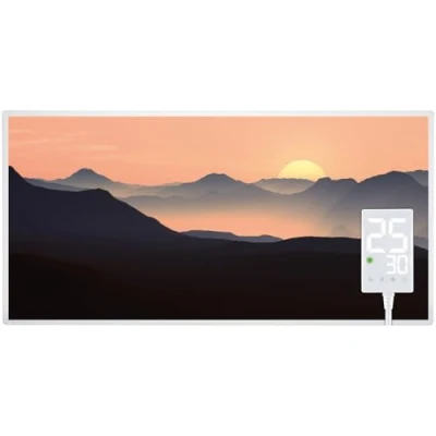 Abbildung von Heidenfeld Infrarotheizung HF HP105 𝟭𝟬 𝐉𝐀𝐇𝐑𝐄 𝐆𝐀𝐑𝐀𝐍𝐓𝐈𝐄 1000 Watt Bis 25 m² Infrarot Heizkörper Elektroheizung mit Thermostat Überhitzungsschutz (1000 Watt, Sonnenaufgang)