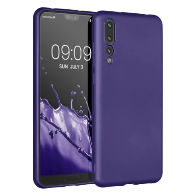 Abbildung von kwmobile Handyhülle kompatibel mit Huawei P20 Pro Hülle weiche Silikon Case metallisch schimmernd in Metallic Blauviolett