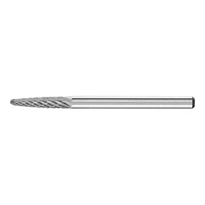 Abbildung von PFERD HM Frässtift, Rundbogenform RBF, Zahnung 3 PLUS, Frässtift ø 3mm, Schaft Länge 43mm, 21218133 für universelle Anwendungen auf den wichtigsten industriell verwendeten Werkstoffen