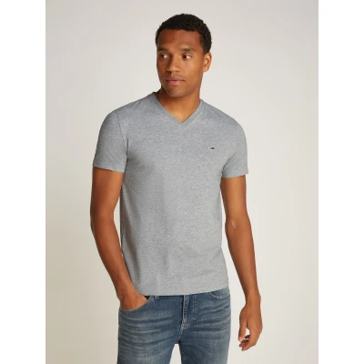 Abbildung von Tommy Jeans SLIM Jaspe V NECK TEE Tshirt basic, Herren, Größe: 50, Grey