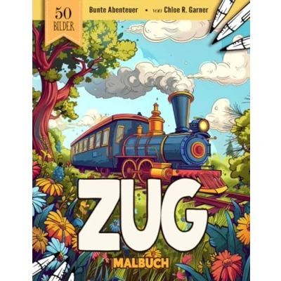 Abbildung von Zug Malbuch: 50 Eisenbahn Und Lokomotive Malvorlagen Für Erwachsene, Kinder Jugendliche Schönes Bilder Stressabbau &amp; Entspannung Geschenk zum Ausmalen Frauen, Mädchen Senioren