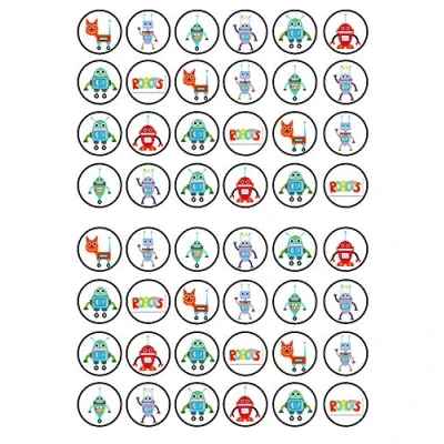 Abbildung von Essbare Cupcake Topper mit Roboter Motiv, 48 Stück