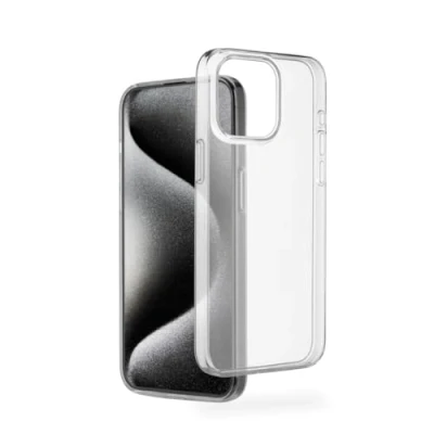 Abbildung von Hama Hülle für iPhone 15 Pro Max (Handyhülle, Schutzhülle Rückseite, Case, kratzfest, extra Schutz Kamera und Display, Wireless Charging kompatibel, transparent, slim, dünn) durchsichtig