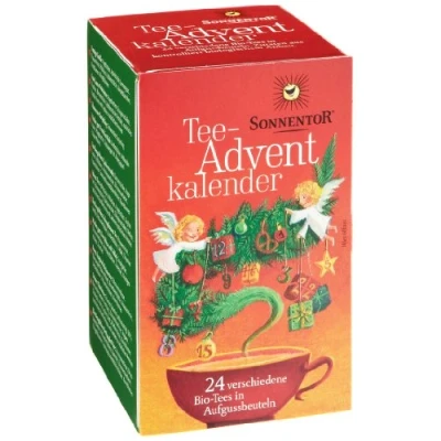 Abbildung von Sonnentor Tee Adventskalender, rot grüne Spenderbox, 1er Pack (1 x 38 g) Bio