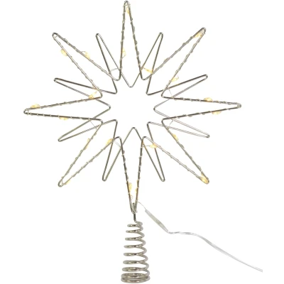 Abbildung von RIFFELMACHER &amp; WEINBERGER Christbaumspitze &quot;Doppelstern, Weihnachtsdeko, Christbaumschmuck&quot;, aus Metall, mit LED Beleuchtung, Höhe ca. 26 cm