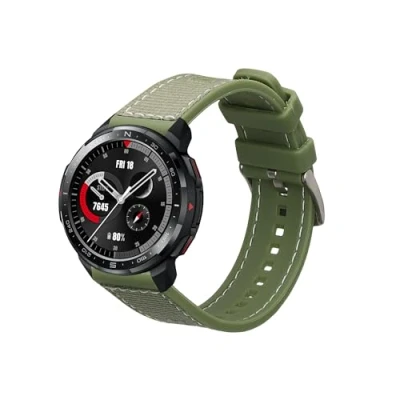 Abbildung von kwmobile Armband kompatibel mit Honor Watch GS Pro Band Aus Nylon und Silikon Fitnesstracker Sportarmband Dunkelgrün Innenmaße 14 22 cm