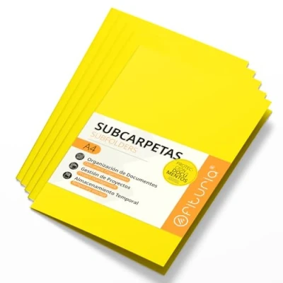 Abbildung von Schnellhefter Pappe A4, Mappen für Dokumente 180g, Klassifizierungsmappe Unterlagen, Packung mit 50 Stabilen Schnellheftern in Verschiedenen Farben und Archivierung Ofituria (Intensives Gelb)