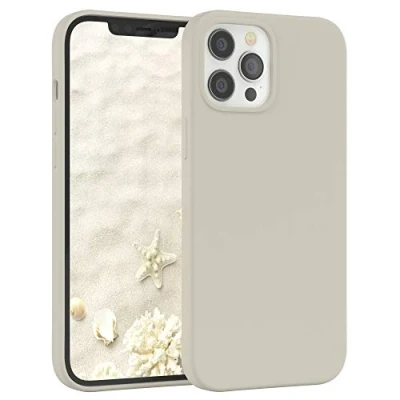 Abbildung von EAZY Case Silikon Hülle für iPhone 12 Pro Max weich stoßfeste Schutzhülle mit Kameraschutz Handyhülle Silikonhülle Dünn Premium Schutz TPU Cover Phone in Taupe