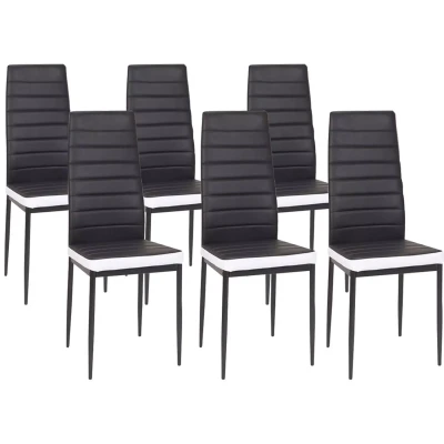Abbildung von idmarket Lot de 6 Stühle romanischen schwarzen Stirnband Weiß für Esszimmer