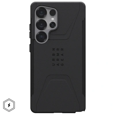 Abbildung von Samsung Galaxy S25 Ultra Hülle MagSafe Kunststoff UAG Hard Case/Backcover Handyhülle Schwarz Shockproof/Stoßfest