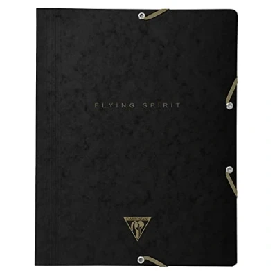 Abbildung von Clairefontaine 102514C Sammelmappe Flying Spirit, mit 3 Klappen, für DIN A4+, 24 x 32cm, Umschlag aus Karton, 1 Stück, Schwarz sortierten Designs