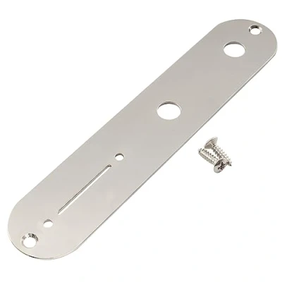 Abbildung von Musiclily Pro 32mm Stahl Tele Control Plate T Style Kontrollplatte mit Engem Potentiometerloch für E Gitarre, Nickel