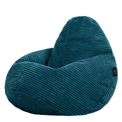 Abbildung von Icon Sitzsack Sessel Flauschig „Dalton“ für Kinder, Blaugrün, Cord, Kindersitzsack, Groß, Kinder mit Füllung