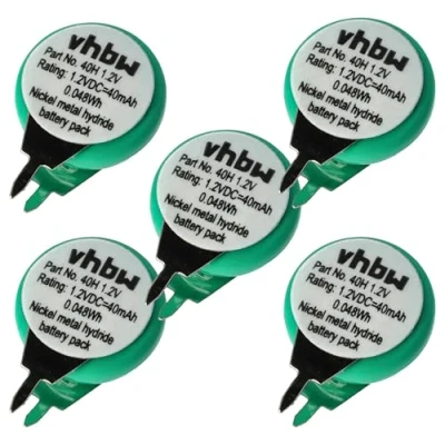 Abbildung von vhbw 5X NiMH Ersatz Knopfzellen Akku Typ 1/V40H 2 Pins 40mAh 1,2V kompatibel mit Modellbau Akkus, Solar Leuchten UVM.