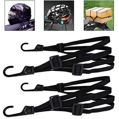 Abbildung von 2 Stücke Gepäckspanner, Expander Mit Haken, Spanngurte Kurz 4 Schiebeschnalle, Spanngurt Fahrrad, Gepäckträger ​Spanngurt für Motorrad Fahrrad usw (2 Stücke, 60cm)