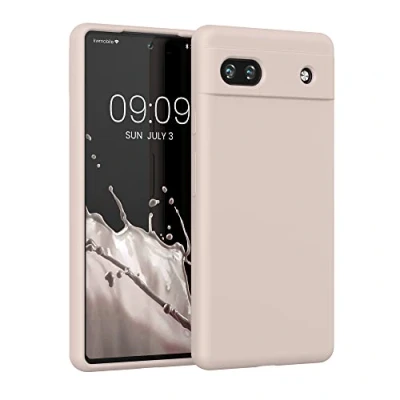 Abbildung von kwmobile Hülle kompatibel mit Google Pixel 6a Silikon Handy Case Handyhülle weiche Oberfläche kabelloses Laden Coconut Swirl