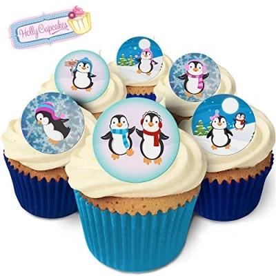 Abbildung von 24 Wunderschöne essbare Kuchendekorationen: Pinguine / Edible Decorations: Penguins