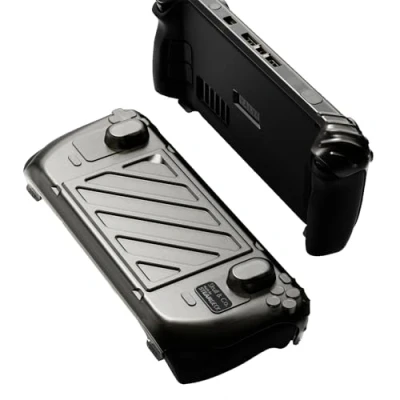 Abbildung von Skull &amp; Co. Stand Grip GripCase Front Cover Bundle for Steam Deck/OLED: Protective Case with Textured Grips Full Protection Hardshell Handheld Design Smoky Black
