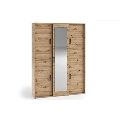 Abbildung von MargaretHadas24 Garderobenschrank Vanessa III 150 cm Garderobe Schrank Spiegel Schlafzimmer Jugendzimmer (Eiche Artisan, cm)