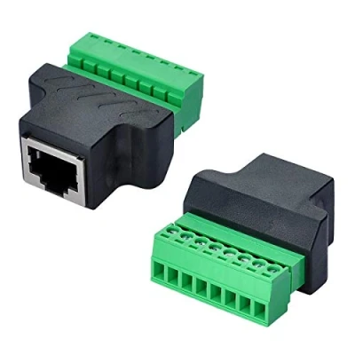 Abbildung von COVVY RJ45 Schraubklemmenadapter, CCTV/DVR Ethernet Verbindungsstück Weibliches Jack zu 8 Pin Schraube (2PCS)
