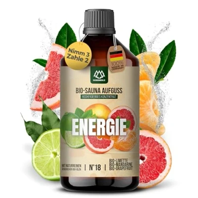 Abbildung von NORDHOLZ® Saunaaufguss BIO [NATURREINE ÄTHERISCHE ÖLE] Sauna Aufgussmittel #18 Energie 250ml Limette, Mandarine, Grapefruit Aufguss