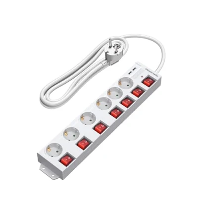 Abbildung von DEWENWILS Steckdosenleiste Einzeln Schaltbar mit USB, 6Fach Schalter, Mehrfachsteckdose Überlastschutz, Kindersicherung, 90 Gedreht, 2M, Weiß