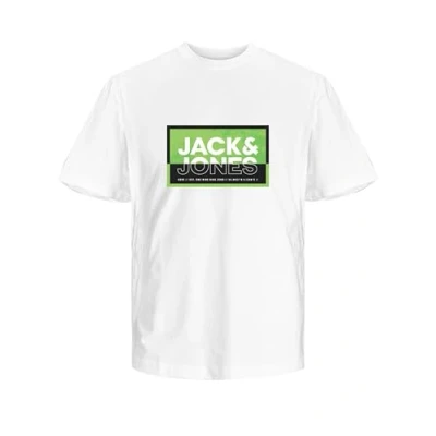 Abbildung von JACK&amp;JONES JUNIOR Jungen JCOLOGAN Sommer Print Tee Crew FST JNR T Shirt, White, 176 cm