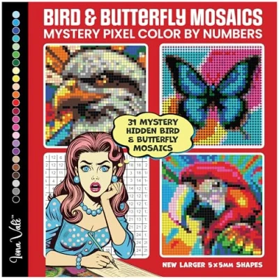 Abbildung von Mystery Mosaics Color by Number Coloring Book: 31 Pixel Art Birds and Butterflies (Mystery Numbers for Adults)