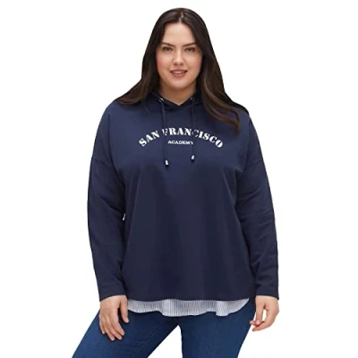 Abbildung von Sheego Kapuzenpullover, Damen, Größe: 52/54, Marine