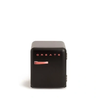 Abbildung von CREATE / Retro FRIDGE 50 TERRACCOTA/Kühlschrank in Schwarz, Griff Terrakotta 85W, Minibar, eine Regalfläche, Design, 50cm, zwei Ablagen, 48L Fassungsvermögen, energiesparend, 50x44x49,8cm