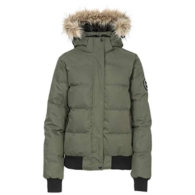 Abbildung von Trespass Kendrick, Moss, S, Warme Wasserdichte Daunenjacke mit abnehmbarer Kapuze 90% Daunen für Damen, Grün, Small