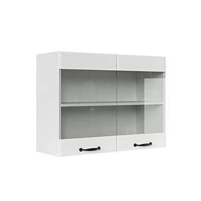 Abbildung von Vicco Glashängeschrank R Line, Weiß Landhaus/Weiß, 80 cm