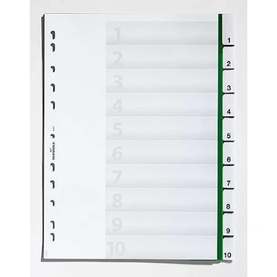 Abbildung von Durable Ordnerregister, aus Hartfolie, Tabe blanko, für A4, 10 Blatt, grün, 622105