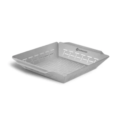 Abbildung von BURNHARD Grillkorb 35,5 x 30 5,5 cm aus Edelstahl für Gemüse, Fleisch und Fisch, Gemüsekorb Gas , Elektro Holzkohlegrill, spülmaschinenfest, rostfrei