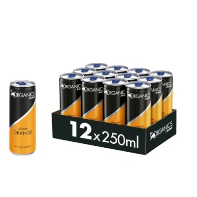 Abbildung von Organics by Red Bull Black Orange 12er Palette Dosen Bio Erfrischungsgetränke 100% natürliche Zutaten, EINWEG (12 x 250 ml)