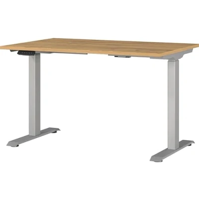 Abbildung von Germania Schreibtisch 7907 638, in Grandson Eiche Nb./Silber, EL. höhenverstellb., 120 x 80 cm (BxHxT)
