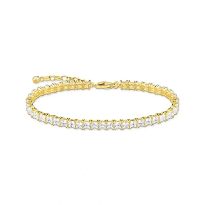 Abbildung von Thomas Sabo Damen Armband Tennisarmband aus hochwertigem 925er Sterlingsilber mit 750er Gelbgold Vergoldung, Gr. 16cm 19cm, A2029 414 14 L19V