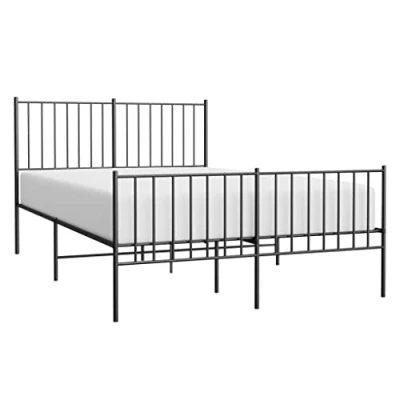 Abbildung von vidaXL Bettgestell, Bettrahmen mit Kopfteil Fußteil, Metallbett Bett Lattenrost, Doppelbett Gästebett Schlafzimmer, Metall Schwarz 120x200cm