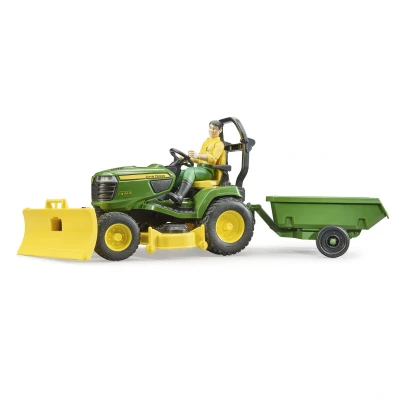 Abbildung von Bruder John Deere Rasentraktor X949 mit Anhänger und Gärtner 1:16